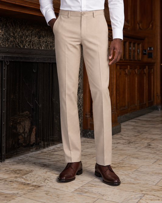 Men’s Sand Flat Front Slim Fit Pant - Pairs with Kenneth Suiting #6510SE-73