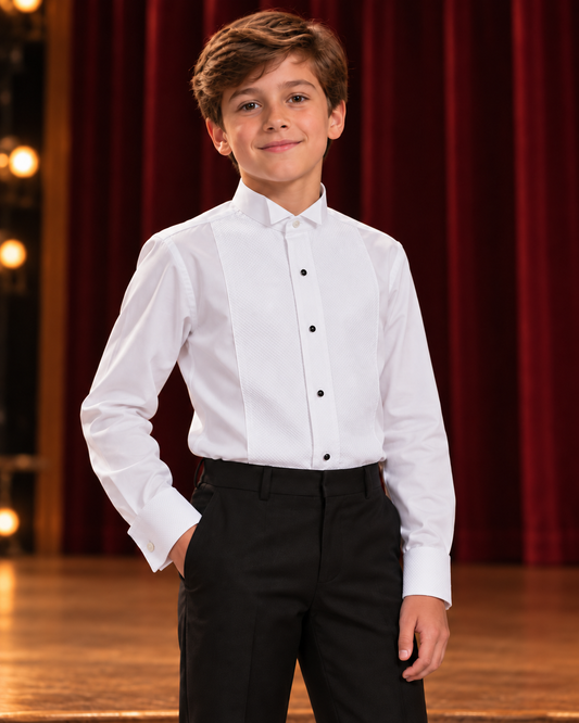 Neil Allyn's Boy's Classic Pique Wingtip Tuxedo Shirt #966B