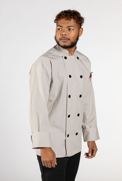 Classic Poplin Chef Coat -Burgundy, Navy, Stone #0413