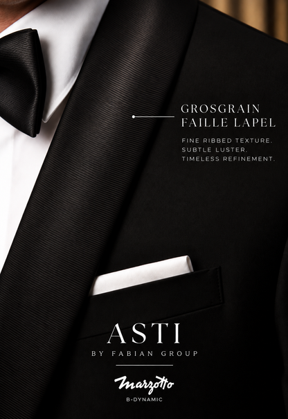 Men’s Marzotto Wool Asti 1 Button Shawl Tuxedo Coat with Grosgrain Lapel #M4331C-100