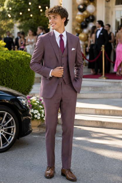 Couture 1910 Men’s Power Stretch Sharkskin Suit Separates Coat in Raisin #4374PVS