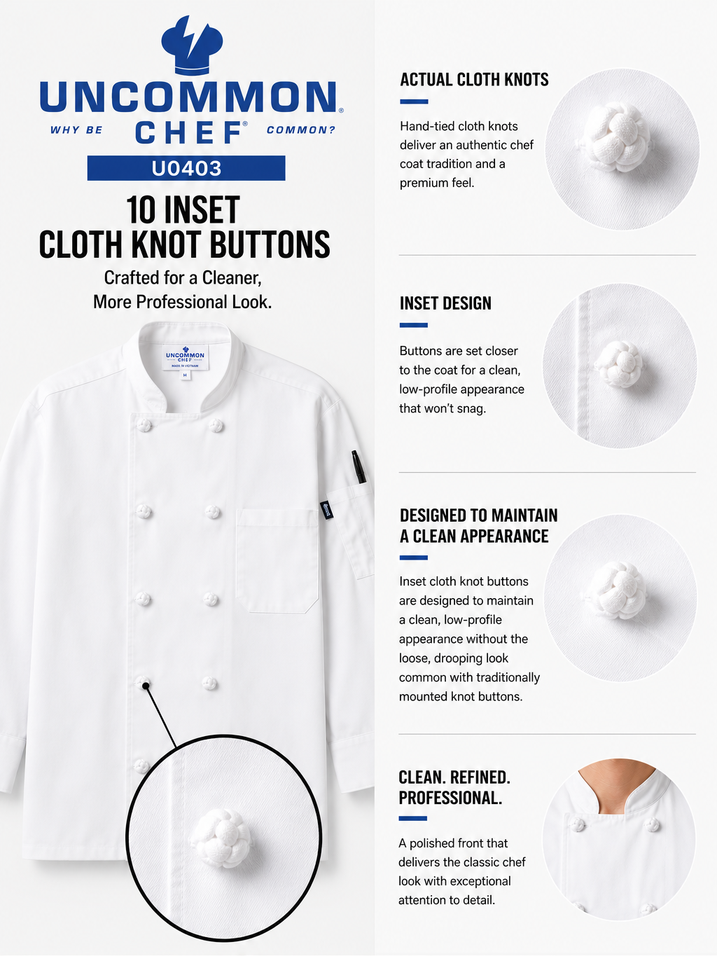 Classic Knot Chef Coat #U0403