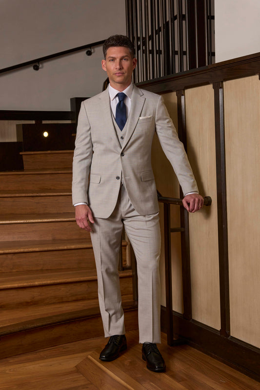Couture 1910 Men’s Power Stretch Sharkskin Suit Separates Jacket in Pearl Grey #4374PVS