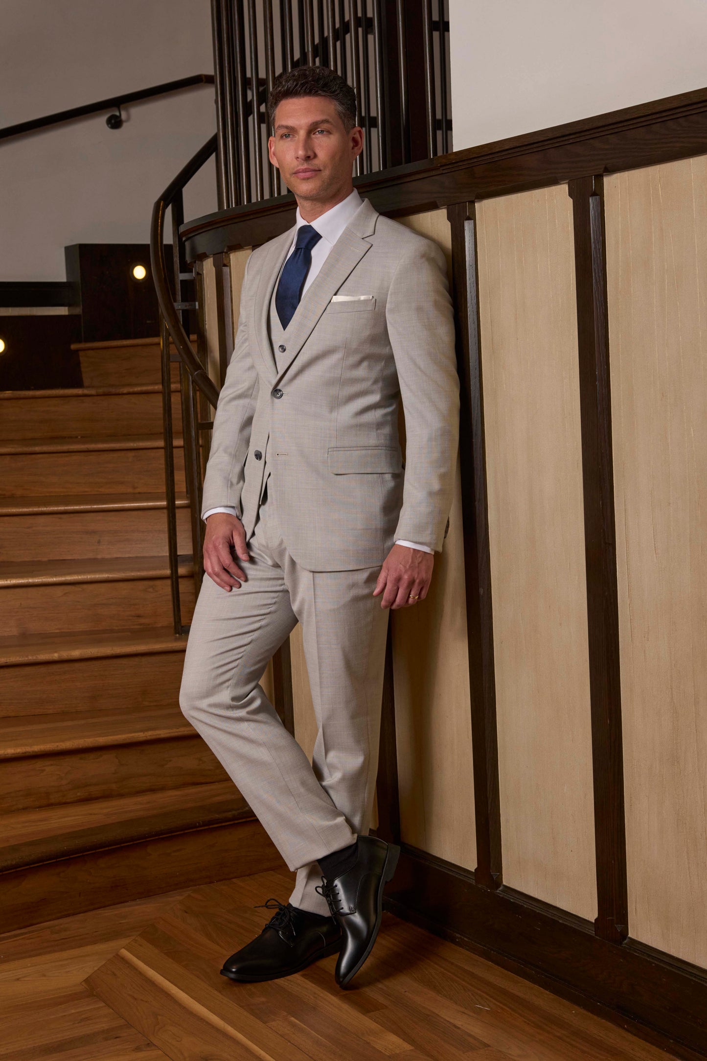 Couture 1910 Men’s Power Stretch Sharkskin Suit Separates Jacket in Pearl Grey #4374PVS