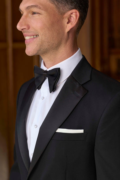 Men’s Ike Behar 1 Button Notch Tuxedo Coat with Satin Lapel in Black Diamond - Jace #8240C