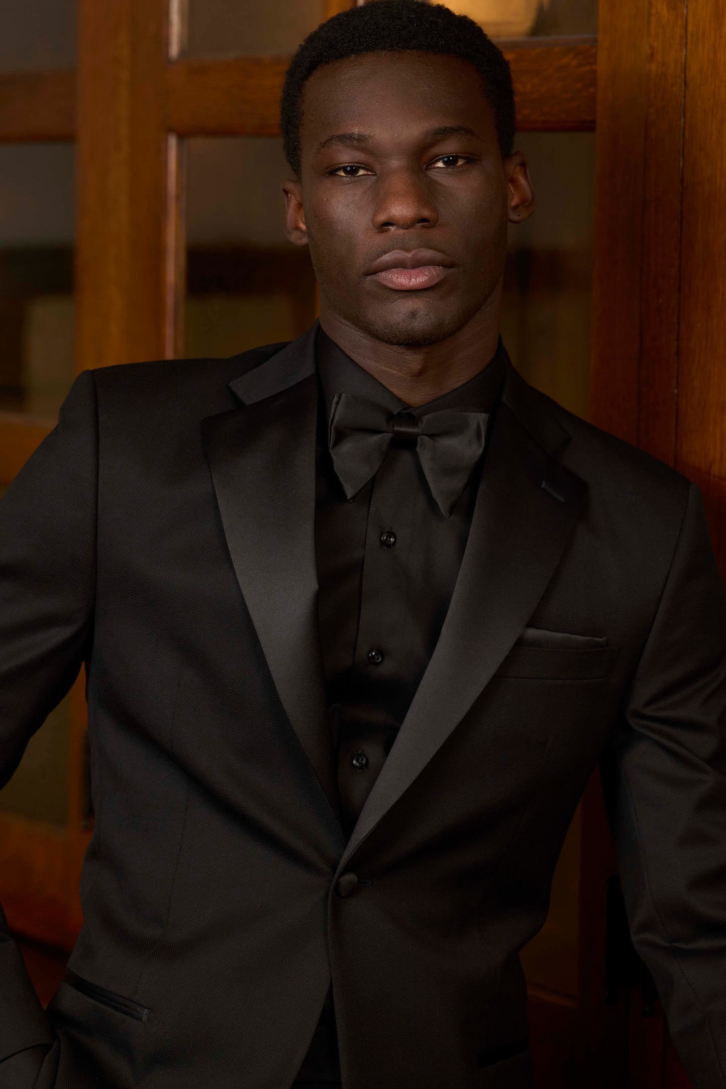 Men’s Ike Behar 1 Button Notch Tuxedo Coat with Satin Lapel in Black Diamond - Jace #8240C