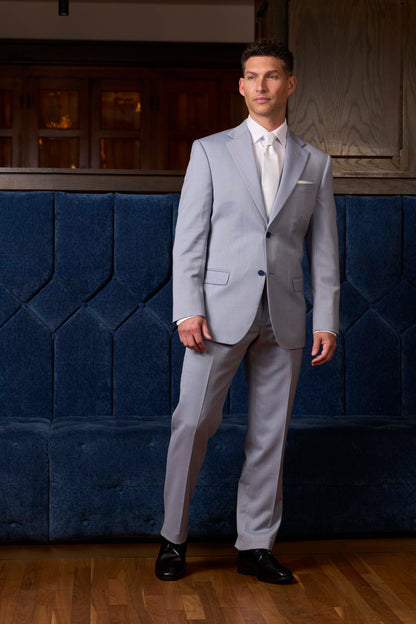 Men’s Marzotto Flat Front Slim Fit Pant with Elastic Belt Loops in Powder Blue - Giani #4310SE