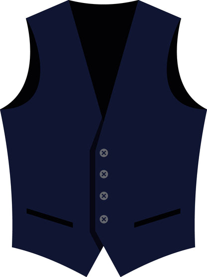 Men’s Marzotto Wool V-Neck 4 Button Tuxedo Vest with Grosgrain Covered Buttons #4361VF