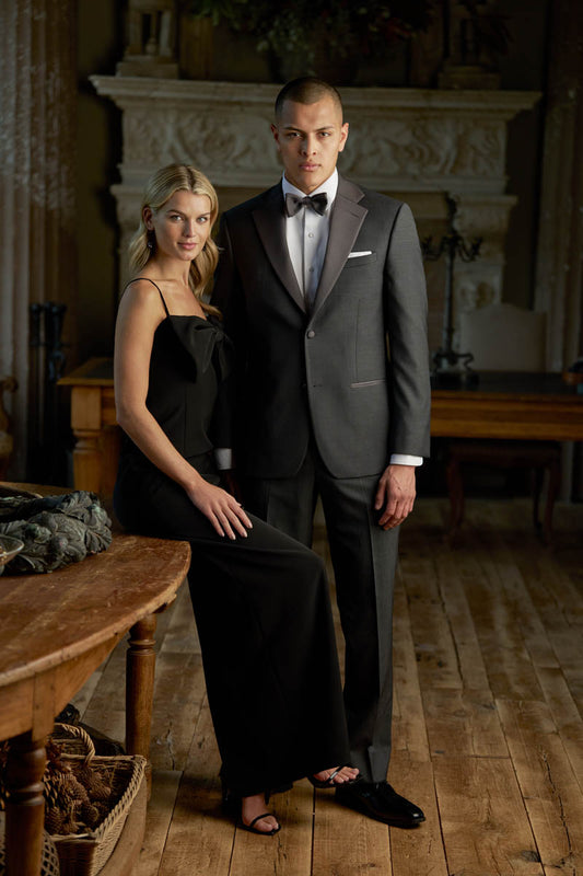 MENS MARZOTTO WOOL AREZZO 2 BTN NOTCH COAT WITH GROSSGRAIN LAPEL