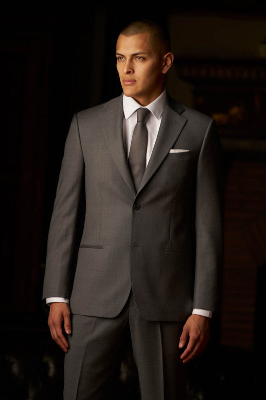 MENS MARZOTTO WOOL MILANO 2 BUTTON NOTCH COAT WITH PICK STITCH LAPEL