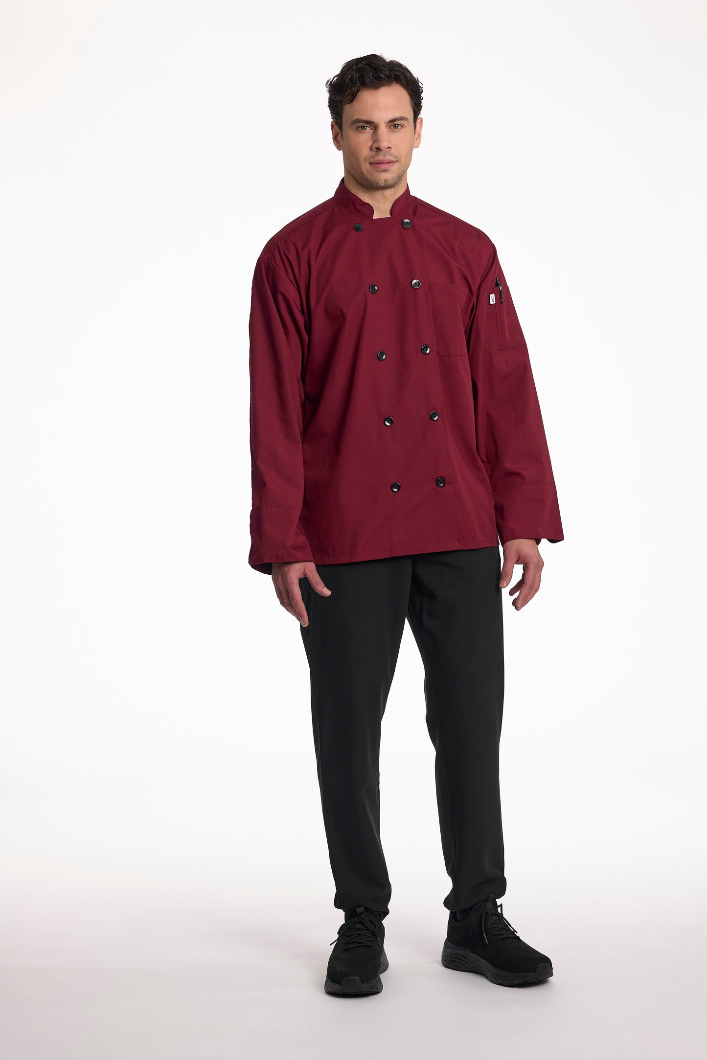 Classic Poplin Chef Coat -Burgundy, Navy, Stone #0413
