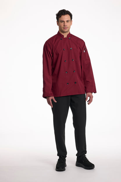 Classic Poplin Chef Coat -Burgundy, Navy, Stone #0413
