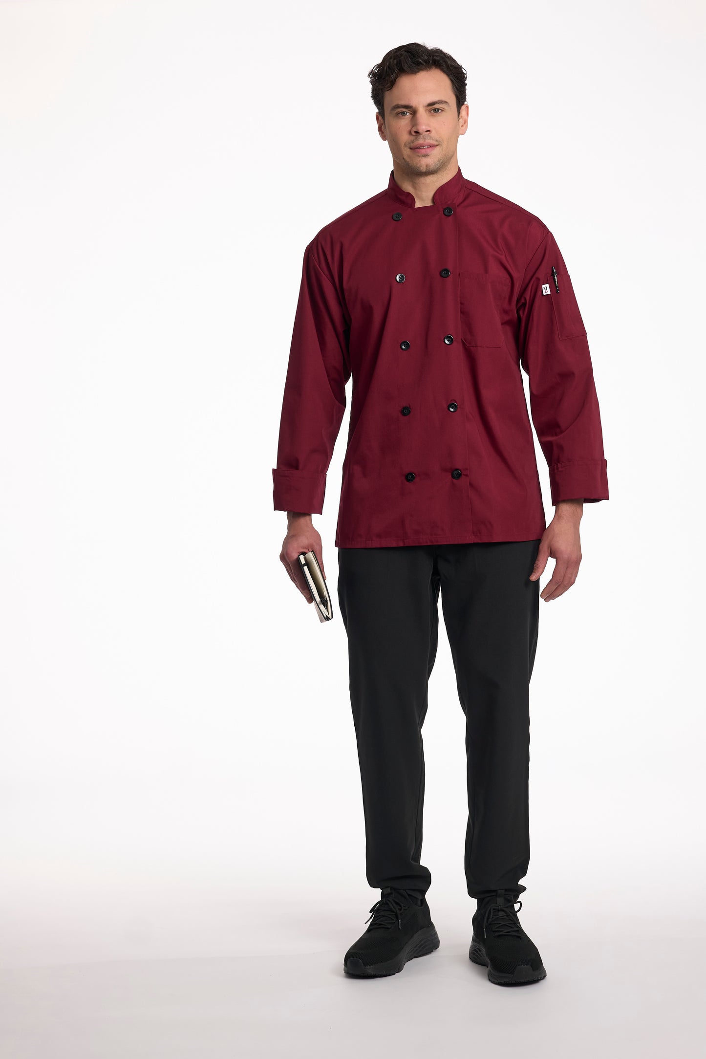 Classic Poplin Chef Coat -Burgundy, Navy, Stone #0413