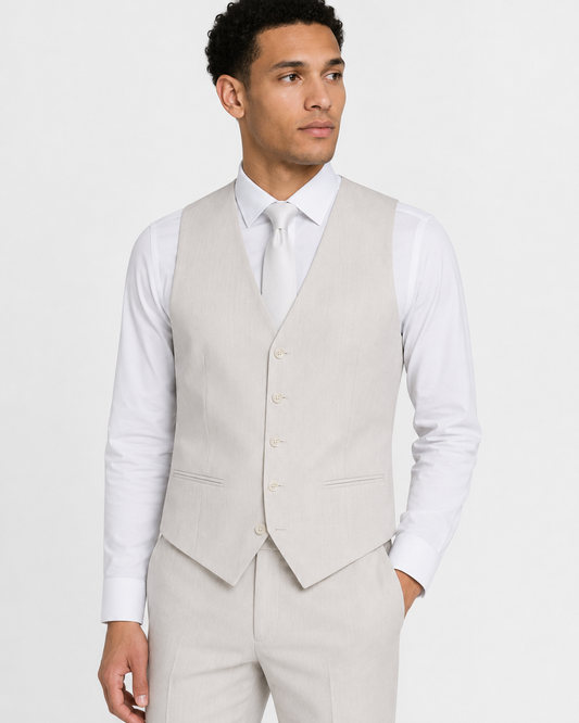 MENS 4B FULLBACK VEST W/ PLASTIC  BUTTONS - CREAM #6361CP-47