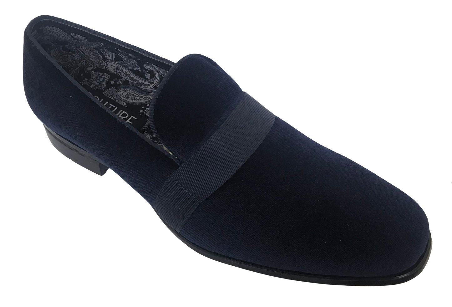 VELVET SLIP ON SHOE W/ SATIN BAND