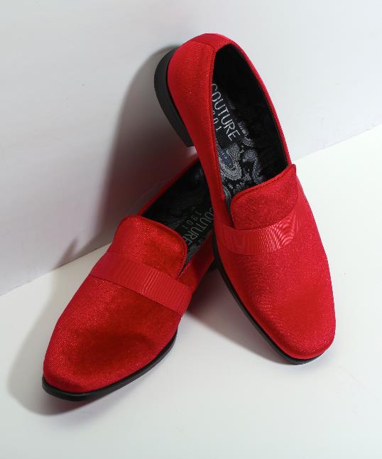 VELVET SLIP ON SHOE W/ SATIN BAND