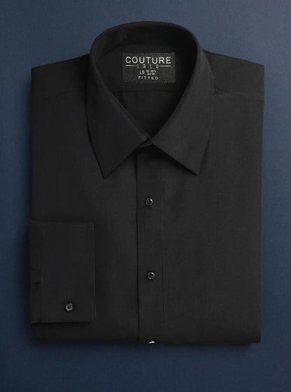 microfiber dress shirts 781 - Black Microfiber Laydown Collar Dress Shirt